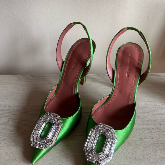 COPY - Amina Muaddi Camelia Silk Slingback Pumps - Picture 2 of 9
